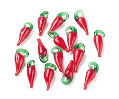 Pepper Glass Lampwork Charm 26~36x10~12x8~9mm