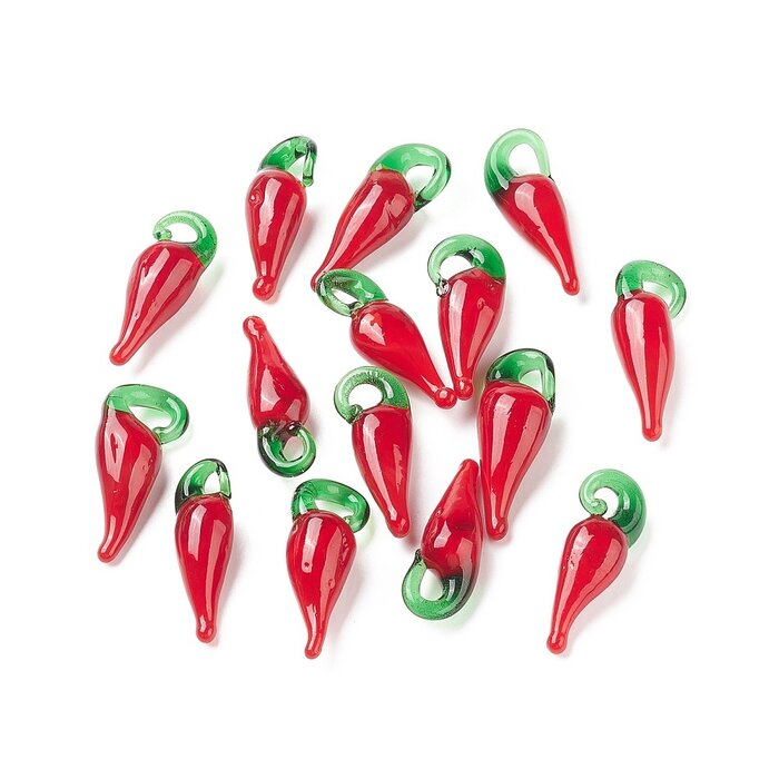 Pepper Glass Lampwork Charm 26~36x10~12x8~9mm