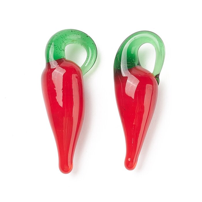 Peper Lampwork Glas Bedel 26~36x10~12x8~9mm