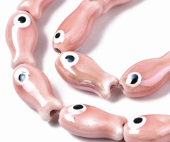 Vis Porselein Keramiek kraal Roze 19x10x8mm