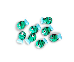 Fish Lampwork Glass bead Groen Blue 13x20mm