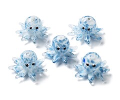 Octopus Lampwork Glas kraal Blauw 15x25x4mm