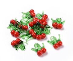 Cherry Lampwork Glass Charm 17~22.5x15~20.5x8~10mm