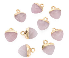 Natural Rose Quartz Gemstone Charm heart 13.5x10.5x5~5.5mm