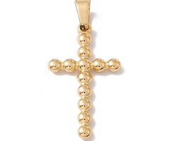 Stainless Steel kruis bolletjes goud 33x18x3mm