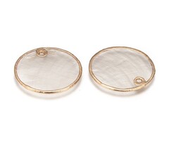 Natural Capiz Shell Charm Round Gold 25x1~1.5mm