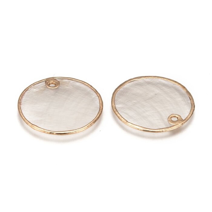 Natural Capiz Schelp Bedel Rond Goud 25x1~1.5mm
