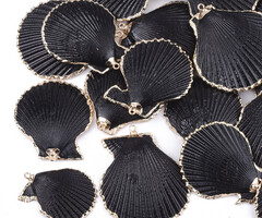 Electroplated Shell Charm Gold Black 34~56x29~48x3~10mm