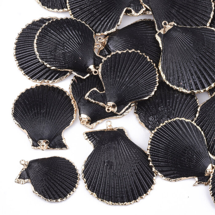 Electroplated Shell Charm Gold Black 34~56x29~48x3~10mm