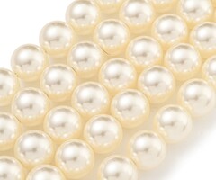 Glass Pearls beads beige 12mm, strand 30 pieces