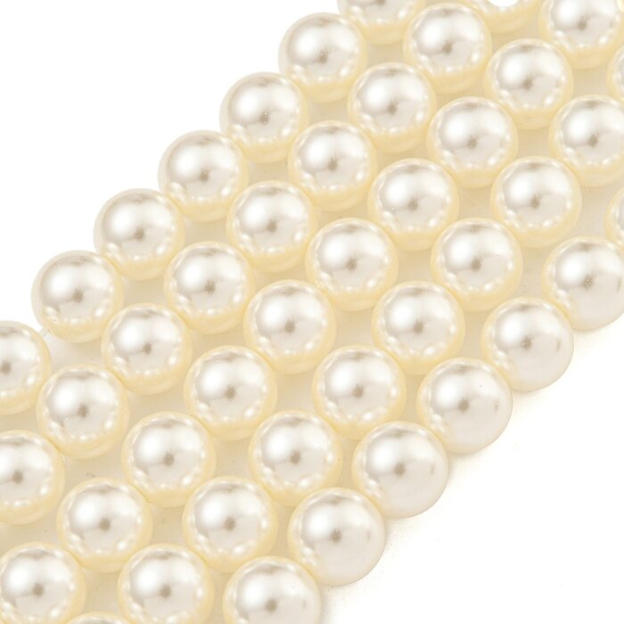 Glasparels kralen beige 8mm, streng 45 stuks