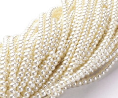 Glasparels kralen beige 3~4mm, streng 185 stuks