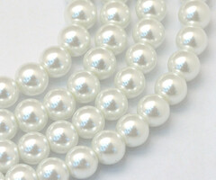 Glasparels kralen Wit 8~9mm, streng 90 stuks