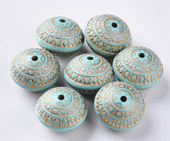 Acryl Beads Turquoise Gold 22.5x17mm, 4 pieces