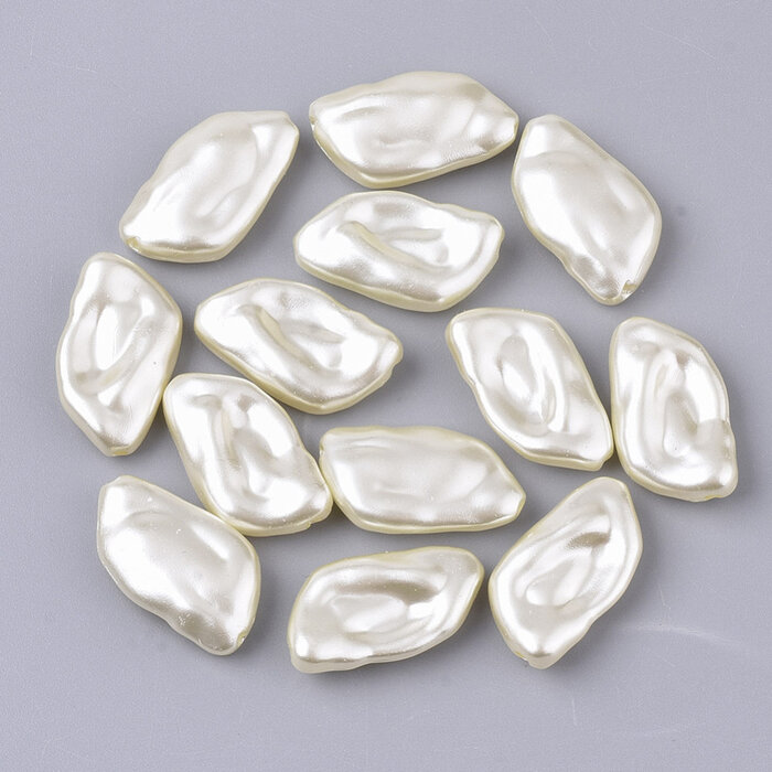 Pearls imitation nugget beads White 20.5x11.5x5mm, 8 pieces