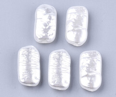 Pearls imitation oval beads White 16x9x5mm, 8 pieces