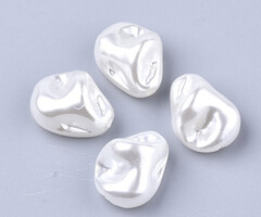 Pearls imitation nugget beads White 16.5x13x10mm, 8 pieces