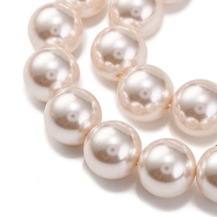Glass Pearls beads Blush 12mm, strand 30 pieces