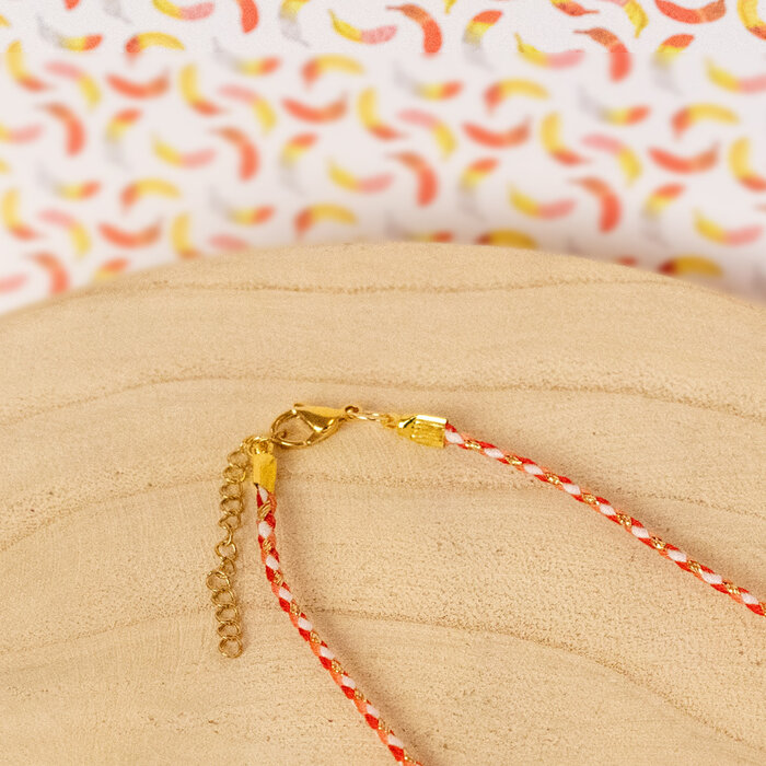 Ketting met Vrolijke Bedels en Gevlochten Koord Inspi668