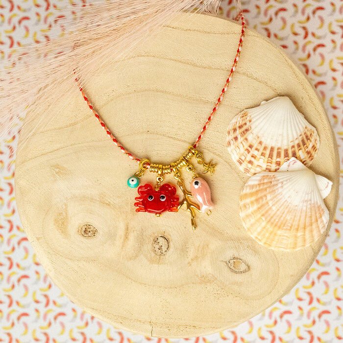 Necklace with Fun Charms and Braided Cord Inspi668