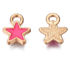Bedel Ster Roze Nikkelvrij 9x6.5x1mm