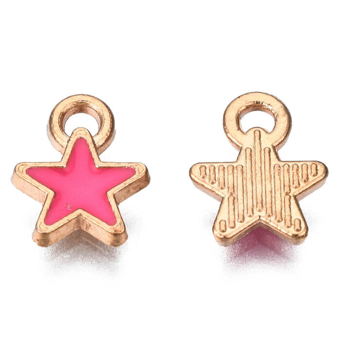 Charm Star Pink Nickel Free 9x6.5x1mm
