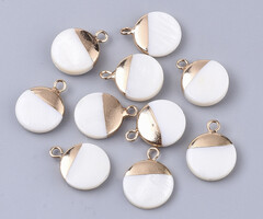 Natural Zoetwater Schelp Bedel Rond 16.5x13x4mm