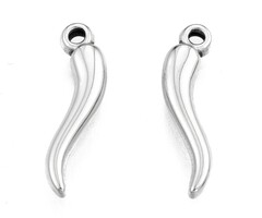 Stainless Steel Pepper Cornicello Charm Silver 20x5.5x3mm