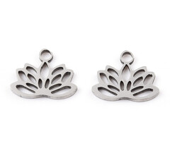 Stainless Steel Lotus Bedel Zilver 7.5x9.5x1mm