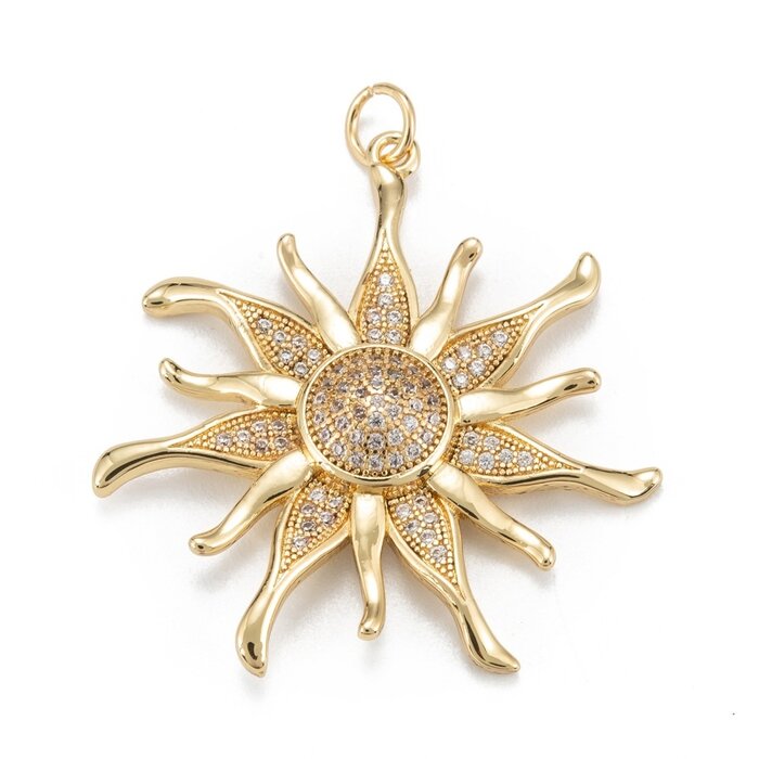 Charm with Zirconia Sun Gold 35x33x5mm