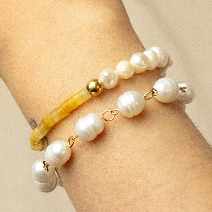 Zoetwater Parels 10~11mm Natural White, ongeveer 30 stuks