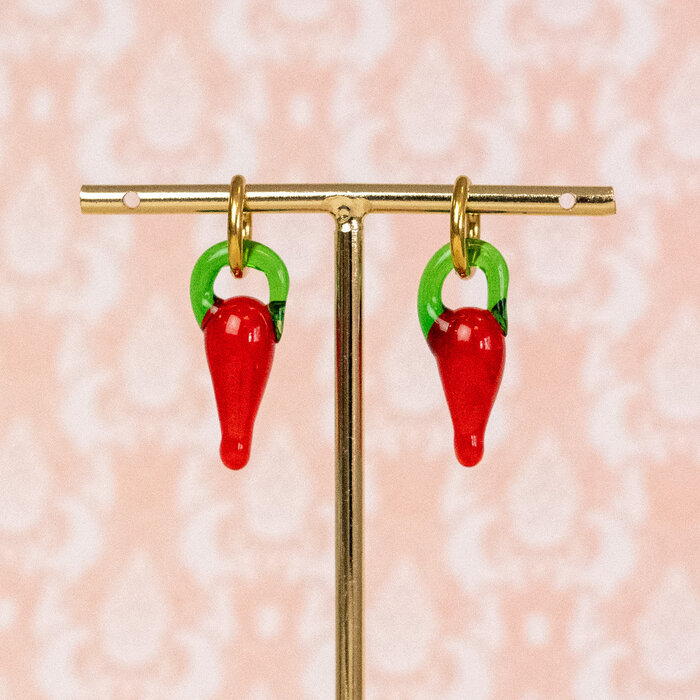 Pepper Glass Lampwork Charm 26~36x10~12x8~9mm