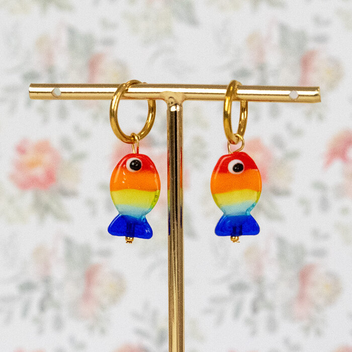 Lampwork Beads Fish Rainbow 20x13x9mm