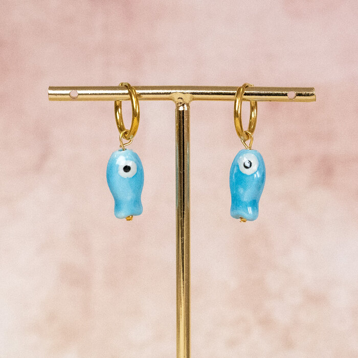 Vis Porselein Keramiek Licht Blauw 19x10x8mm