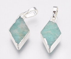 Natural Amazonite Gemstone Charm Rhombus 18x9x4~4.5mm