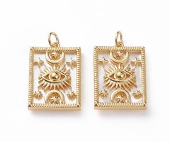 Natural Shell Charm Rectangle Eye 24.5x16.5x4.5mm