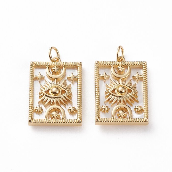 Natural Shell Charm Rectangle Eye 24.5x16.5x4.5mm