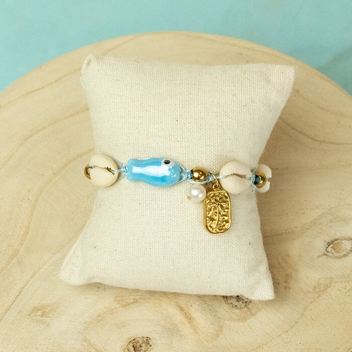 Shell bracelet with Fish beads and Charms Inspi673