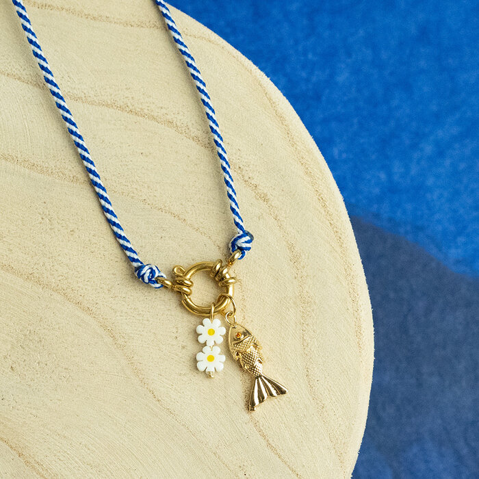 Vis met Zirkonia bedel Gold Plated 22x9x5mm