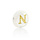 Letterkraal Wit Parelmoer Schelpkraal 6x4mm met Gouden Letter N