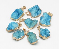 Natural Druzy Agaat Edelsteen Bedel Nugget Blauw 23~40x13~30x7~20mm