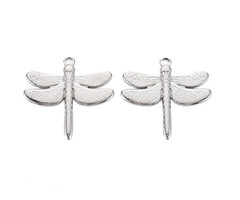 Stainless Steel Libelle Bedel Zilver 29.5x30x2mm