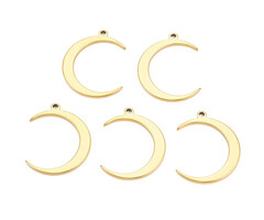 Stainless Steel Charm Moon 25.5x20.5x1.5mm