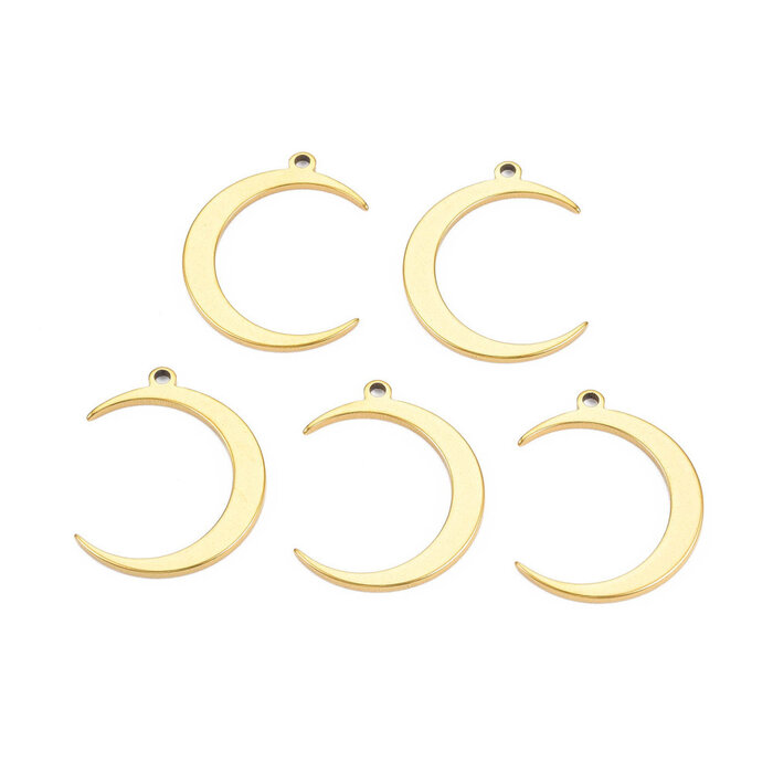 Stainless Steel Charm Moon 25.5x20.5x1.5mm