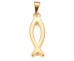 Stainless Steel Fish Charm gold plated 36.5x12mm