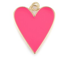 Heart charm pink gold plated 27x22x2mm
