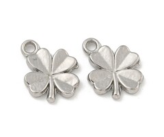 Stainless steel klavertje vier bedel 9x9.5x1.5mm