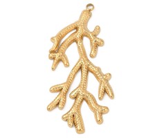 Stainless steel koraal bedel gold plated 47x22x2mm