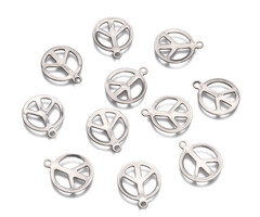Stainless steel peace bedel 17x14x1mm