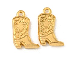Stainless steel cowboyboot charm gold plated 20x13x3mm